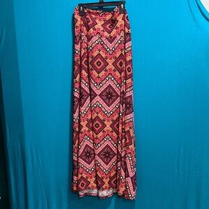 LuLaRoe Vibrant Red and Pink Maxi Skirt